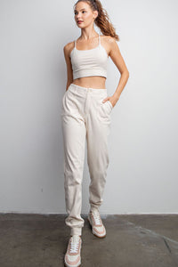 COTTON STRETCH TWILL JOGGER PANTS BLUE