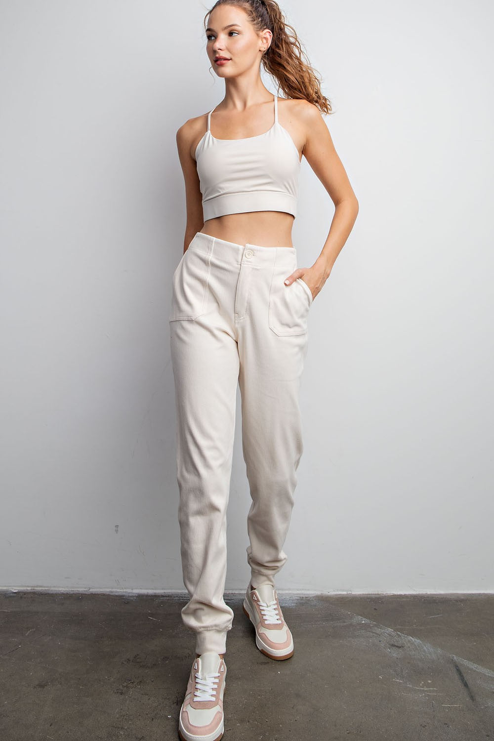 COTTON STRETCH TWILL JOGGER PANTS BLUE