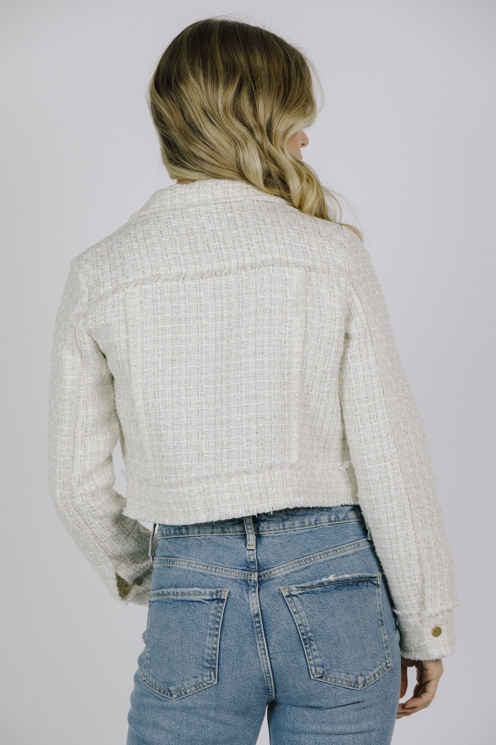 TWEED FRINGE EDGED COLLAR JACKET