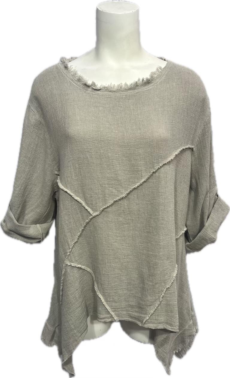 Boho-Chic Linen Patchwork Tunic & Pants Set