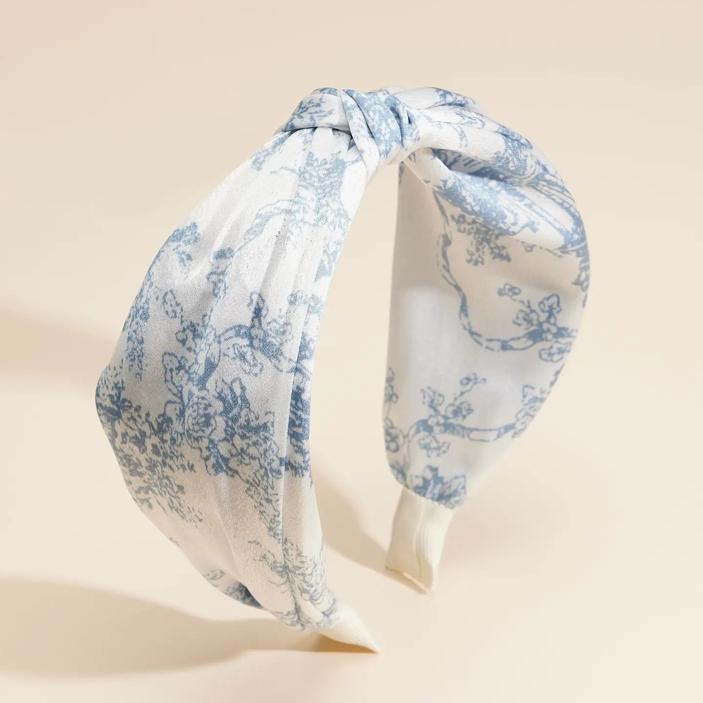 Blue Toile Print Knot Headband