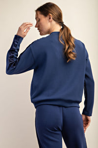 PLUS SIZE TOP WITH SATIN SIDE DETAIL