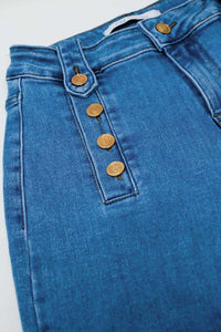 STRAIGHT MARINE STYLE JEANS WITH GOLDEN BUTTONS DETAILS BLUE