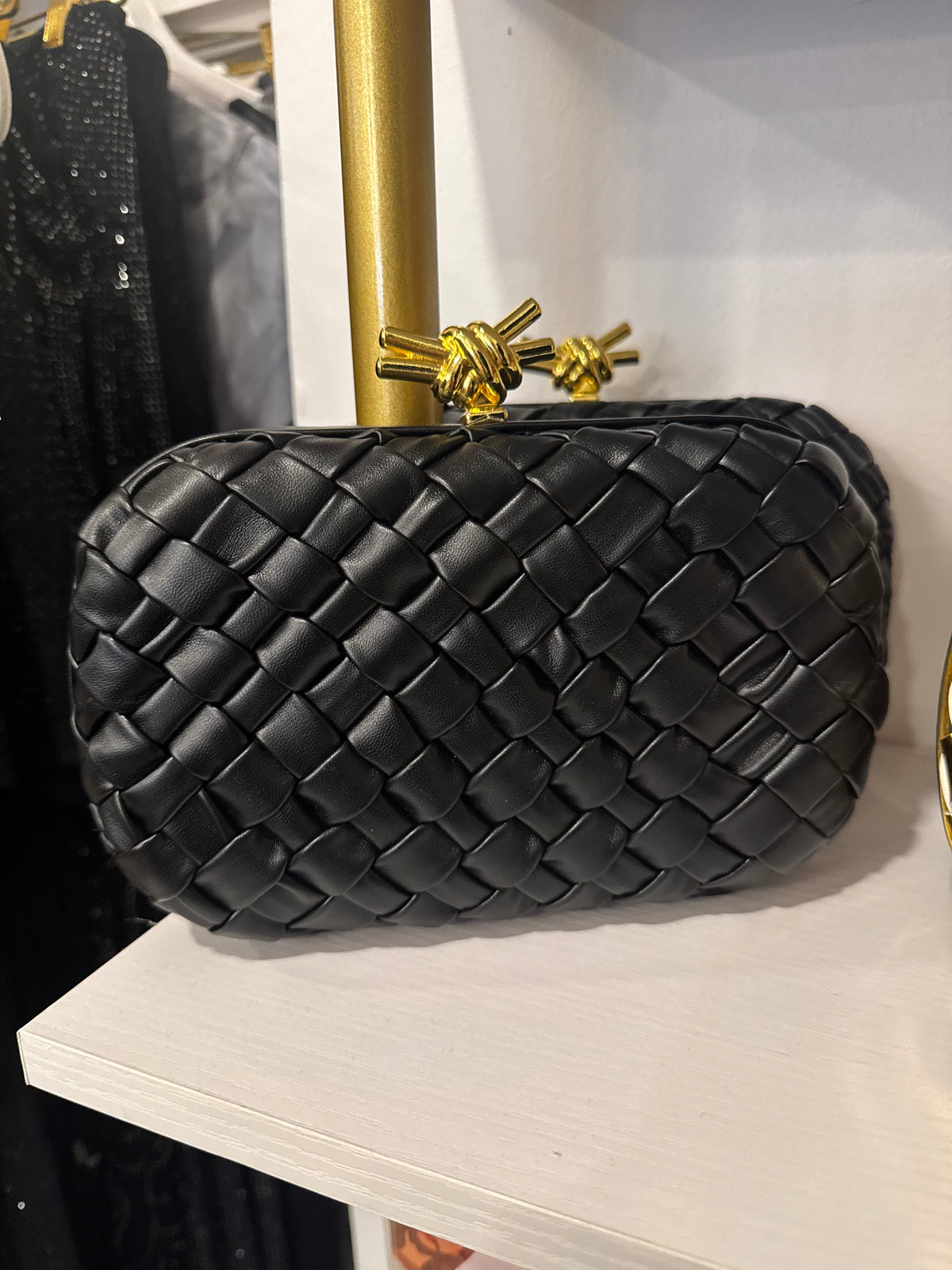Leather Basket Weave Clutch