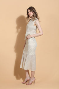 Scallop Embellished Knit Mermaid Skirt