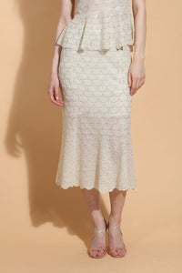 Scallop Embellished Knit Mermaid Skirt