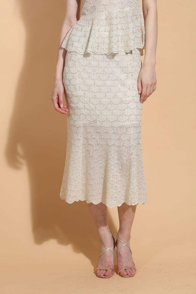 Scallop Embellished Knit Mermaid Skirt