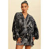 Black Long Sleeve Wrap Mini Dress with Equestrian Print