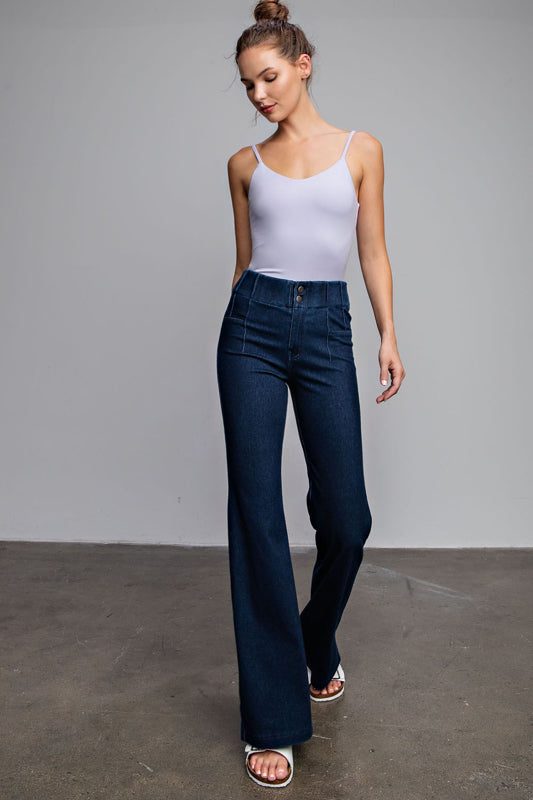 Cotton Stretch Twill Flared Pants