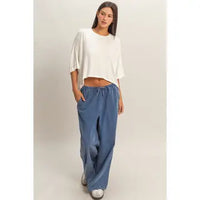 White Oversized Cropped Lounge Tee