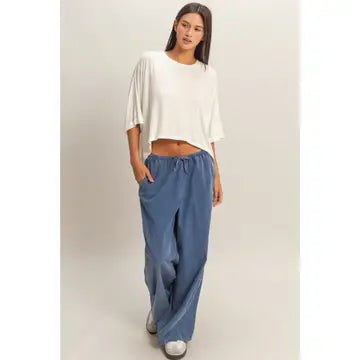 White Oversized Cropped Lounge Tee