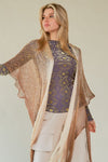 MESH TASSEL 1/2 SLEEVE LOOSE FIT KIMONO COVER UP