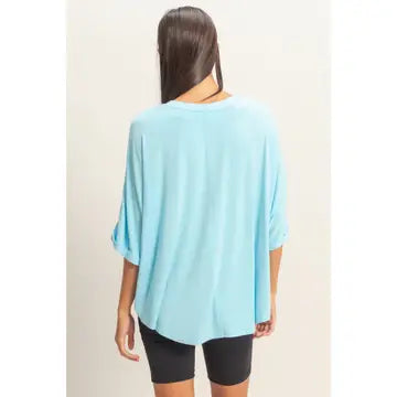 Blue Oversized Cropped Lounge Tee