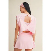 Light Blue Open Back Cropped Active Top