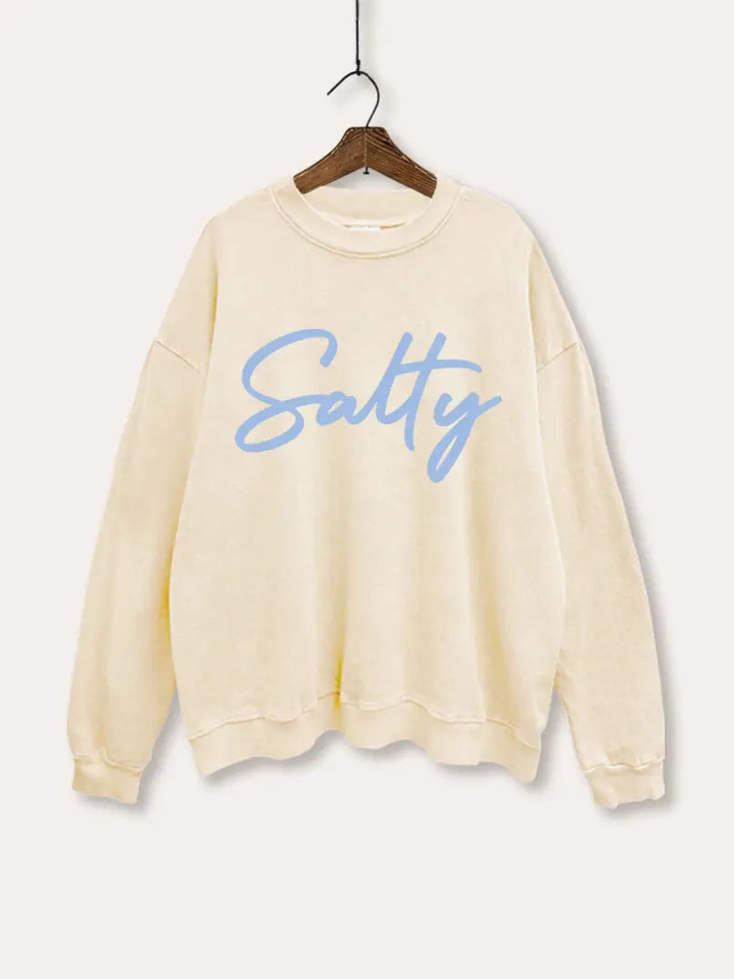 Salty Graphic Oversized Sweatshirt in White