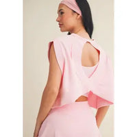 Light Blue Open Back Cropped Active Top