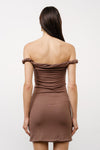 TWISTED OFF THE SHOULDER MINI DRESS