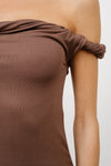 TWISTED OFF THE SHOULDER MINI DRESS