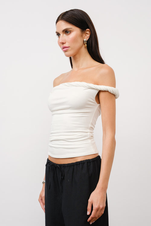 TWISTED OFF-THE-SHOULDER TOP