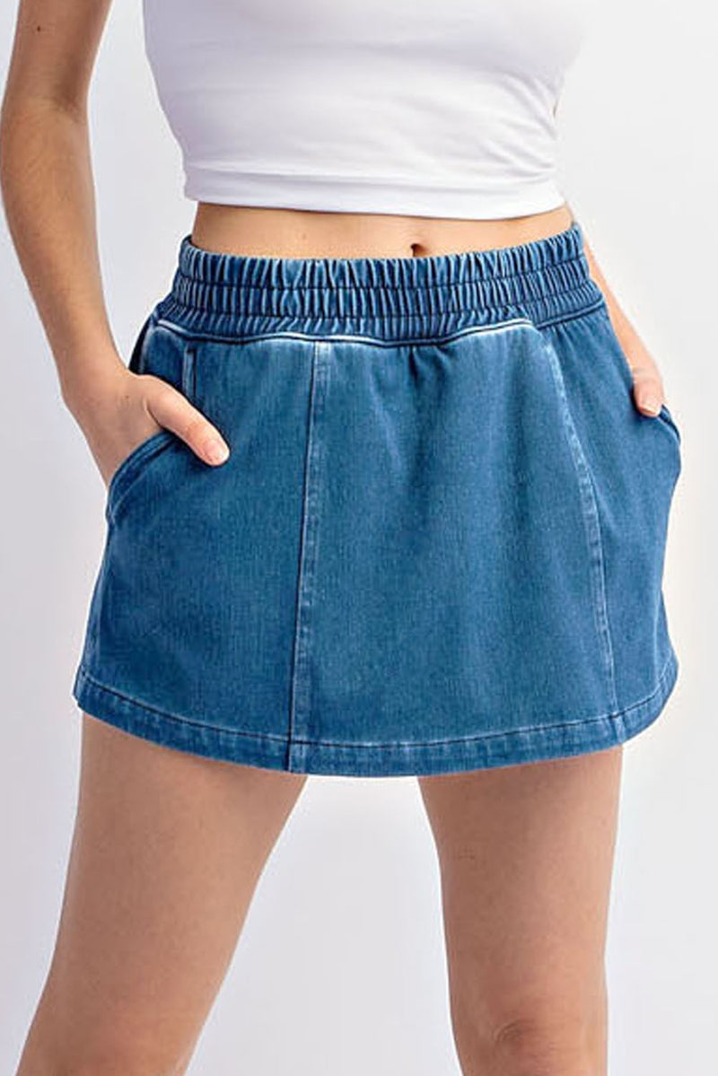 ULTRA STRETCH COTTON DENIM SKORT