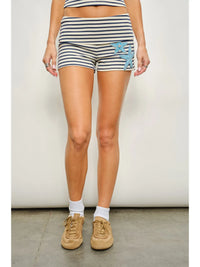 Striped Starfish Embellished Knit Shorts