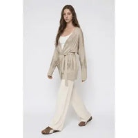 Crystal Embellished Shimmer Belted Cardigan