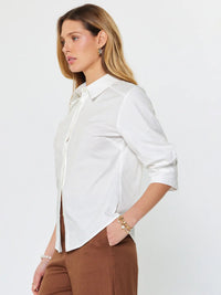 White Button-Down Collared Shirt with Rolled Sleeves