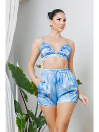 Denim Bralette and Shorts Lounge Set
