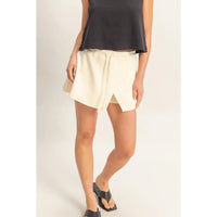 Cream Athletic Skort with Built-In Shorts and Drawstring Waist