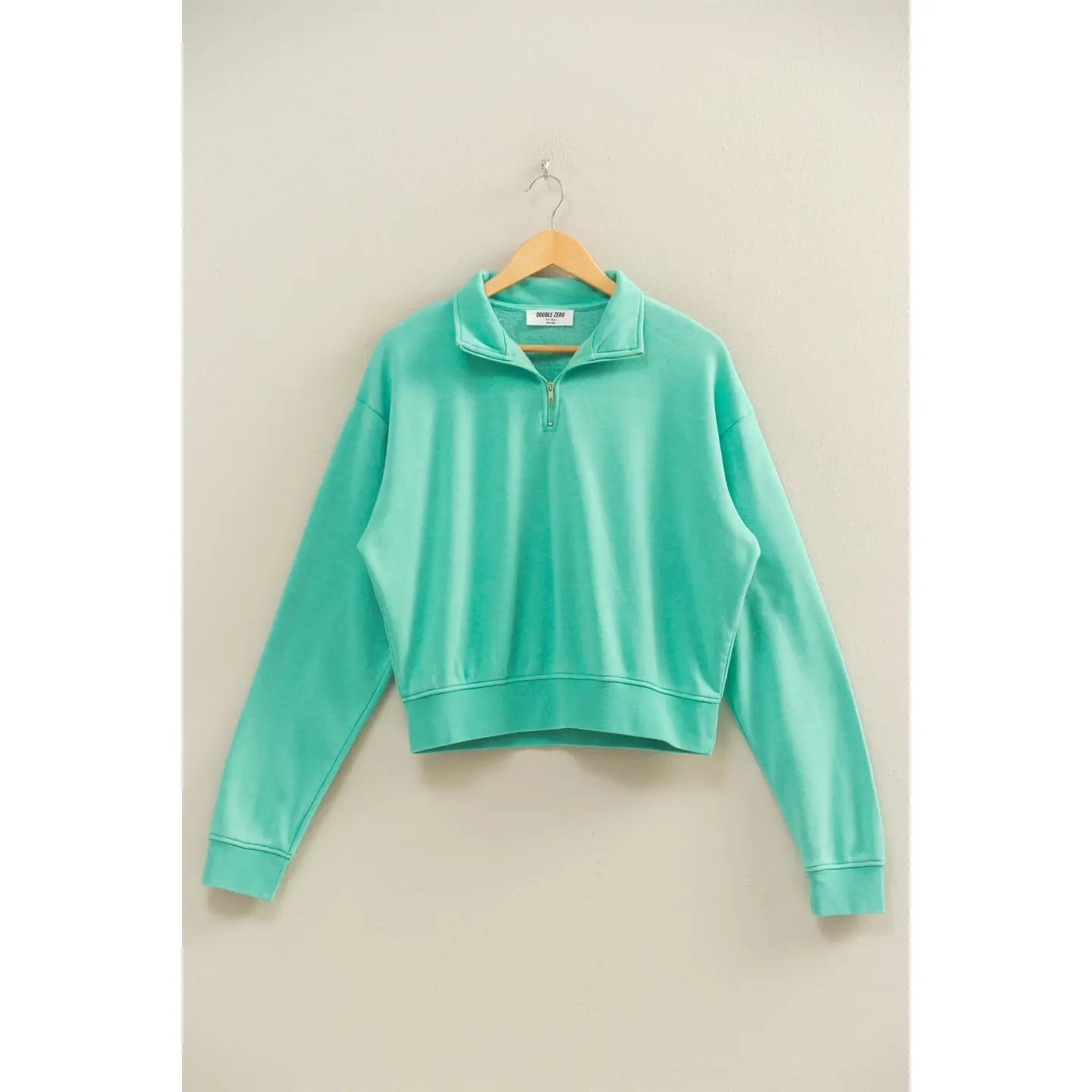 Turquoise  Relaxed Quarter Zip Pullover Top