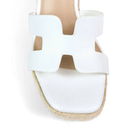Leah Cutout Strap Espadrille Platform Wedge Sandals White