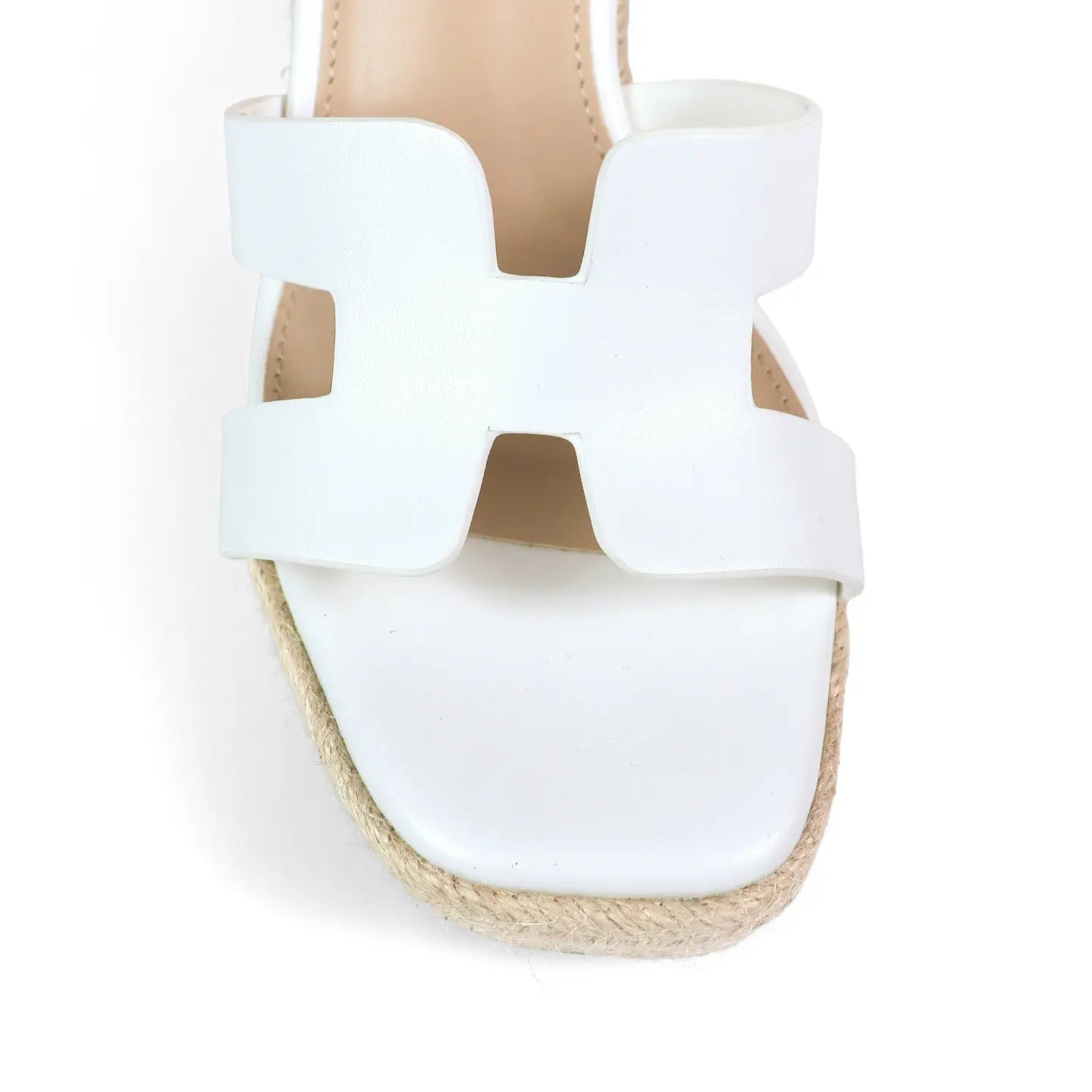 Leah Cutout Strap Espadrille Platform Wedge Sandals White