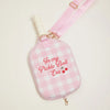 Pink Gingham Pickleball Paddle Bag with Adjustable Strap