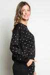 Crystal Heart Embellished Black Sweatshirt