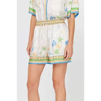 Coastal Print Drawstring Waist Lounge Shorts
