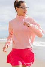 NYLON STRETCH WOVEN TENNIS JACKET PINK