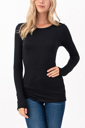 Round Neck Fitted Tee Black