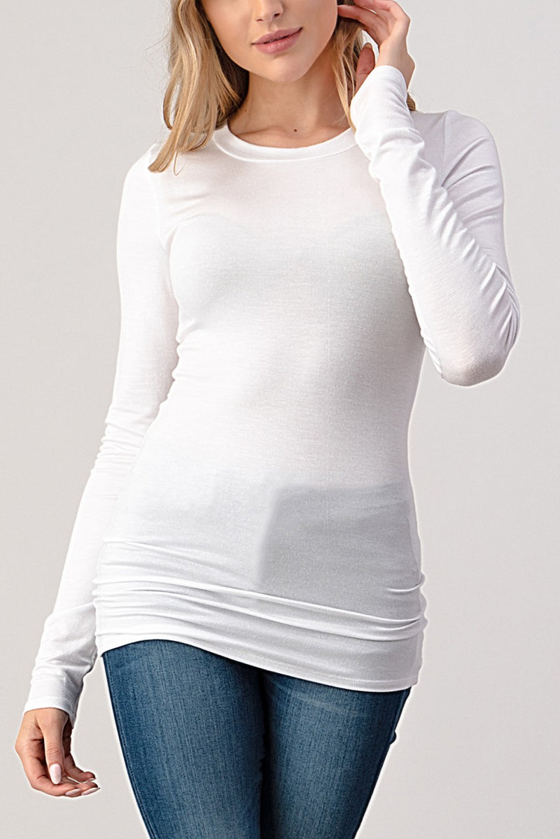 Round Neck Fitted Tee White
