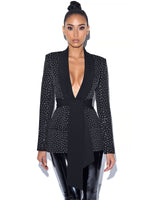 Crystal Embellished Black Blazer Jacket