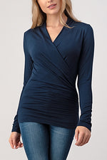 Surplice Long Sleeve Top Blue