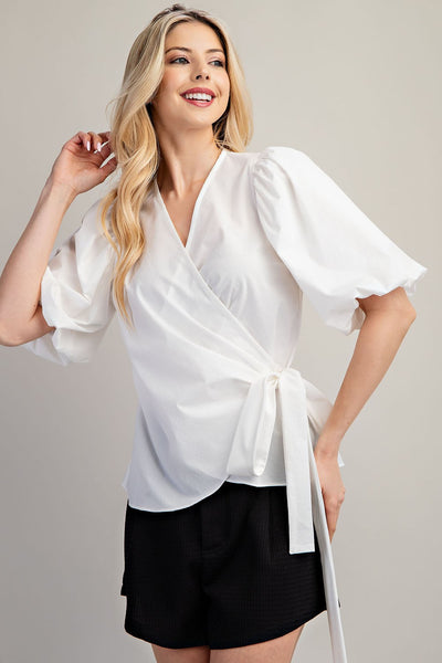 トップス AMERI SOPHIA DRAPE NECK BLOUSE AE V-Neck Chiffon Babydoll Blouse
