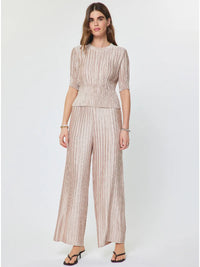 Pleated Wide Leg Drawstring Pants Pink