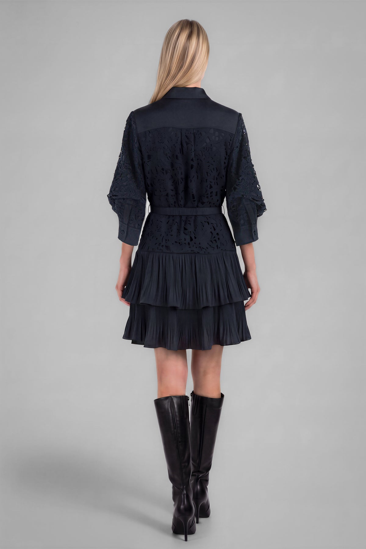 Lace Overlay Mini Tiered Dress