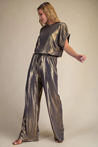 Metallic Gray Wide Leg Pants