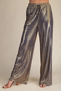 Metallic Gray Wide Leg Pants