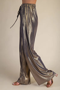 Metallic Gray Wide Leg Pants