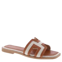 Trim Woven Strap Flat Slide Sandals