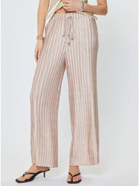 Pleated Wide Leg Drawstring Pants Pink