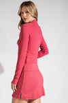 QUARTER ZIP LONG SLEEVE TOP CORAL