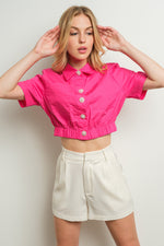 Short sleeves Button down Crop top